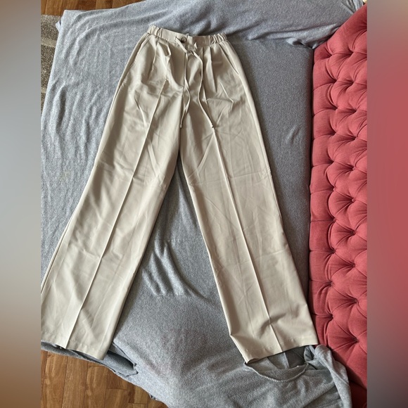 ASOS Cream Trousers Straight Leg Cotton Blend - Picture 4 of 7